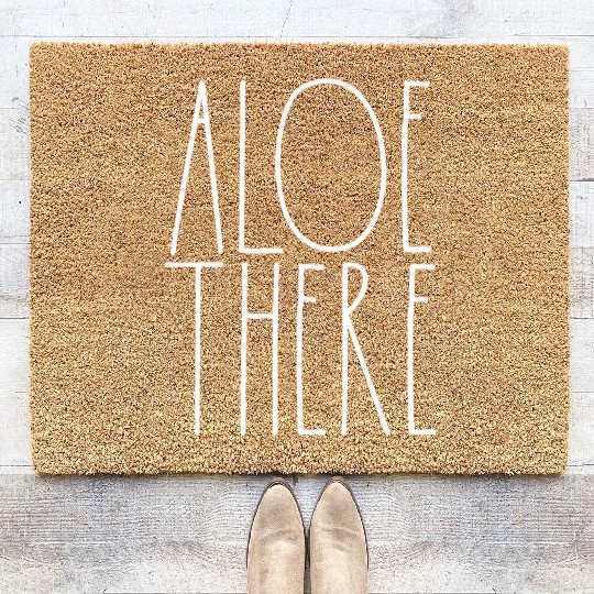 Aloe There White Rae Dunn Inspired Minimalist Coir Doormats