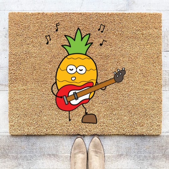 Funny Pineapple Playing Guitar Coir Doormats