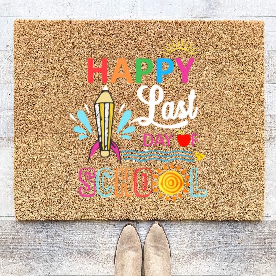 Happy Last Day Of School Teacher Boys Girls Kids Coir Doormats