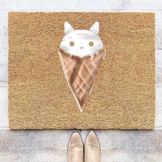 Sweet Easter Bunny Ice Cream Cone On Easter Coir Doormats
