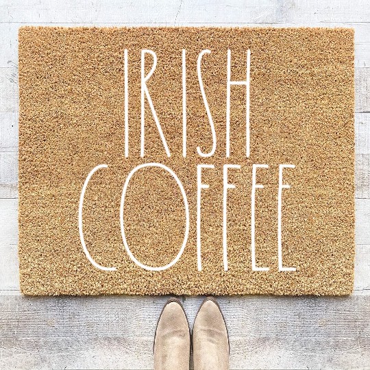 Irish Coffee White Rae Dunn Inspired Minimalist Coir Doormats