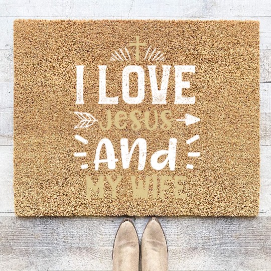 I Love Jesus And My Wife - Jesus Coir Doormats