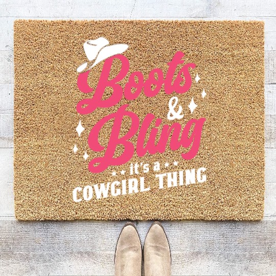 Boots And Bling It's A Cowgirl Thing Coir Doormats