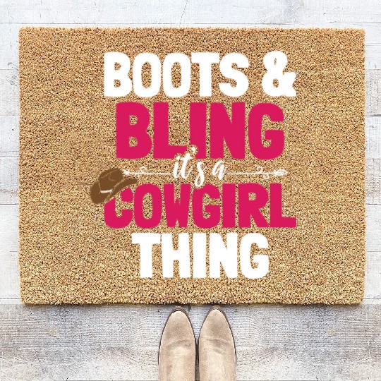 Boots And Bling It's A Cowgirl Thing Coir Doormats