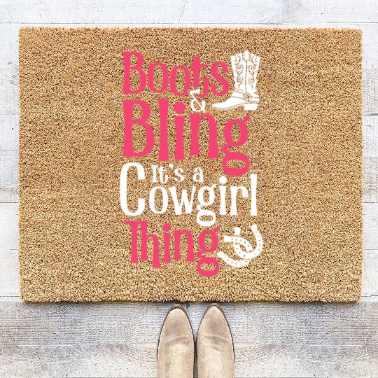 Boots And Bling It's A Cowgirl Thing Coir Doormats