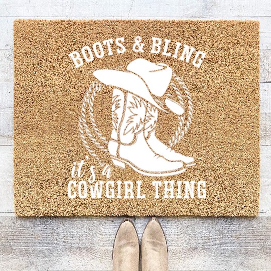 Boots And Bling It's A Cowgirl Thing Coir Doormats
