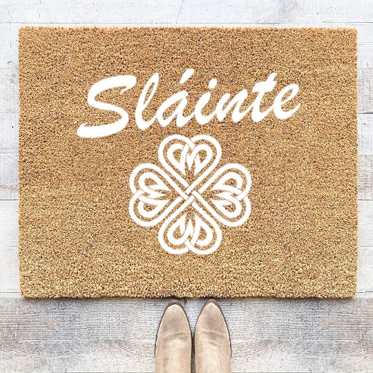 Slainte Shamrock Cheers Salute St. Patrick's Day Coir Doormats