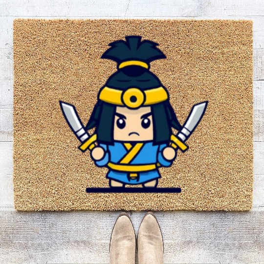 Samurai Japan Japanese fighter Coir Doormats