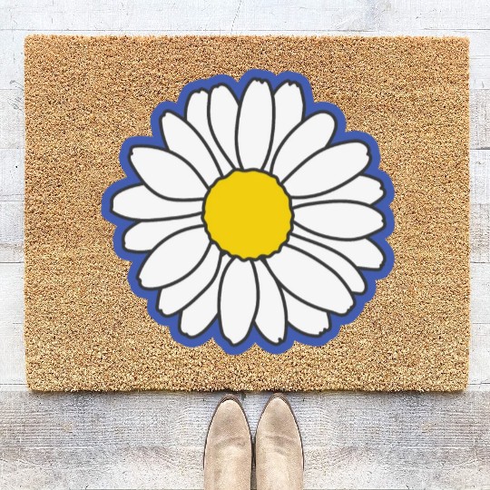 blue daisy flower Coir Doormats