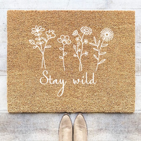 Wildflower Coir Doormats Flower Botanical Floral Mama Gift
