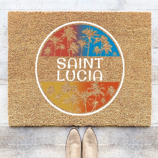 Saint Lucia Stylish Vacation Souvenir Palm Tree Coir Doormats