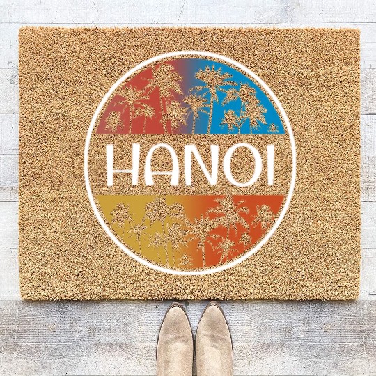 Hanoi Vietnam Stylish Vacation Souvenir Palm Tree Coir Doormats