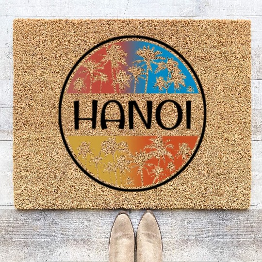 Hanoi Vietnam Palm Tree Stylish Vacation Souvenir Coir Doormats