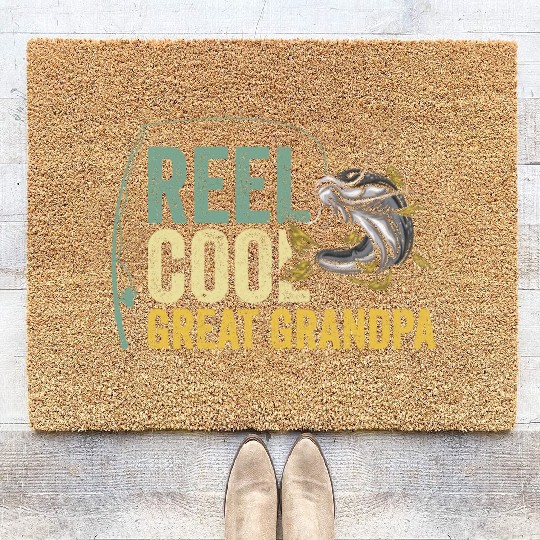 Reel Cool Great Grandpa Fisherman Fishing Coir Doormats