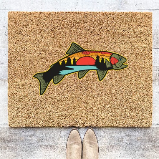Trout Fishing Angler Nature Trout Bass Coir Doormats