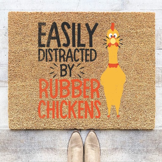 Rubber Chicken Enthusiast Loud Scream Yellow Coir Doormats