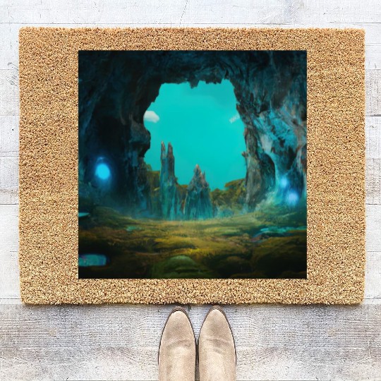 Bioluminescent Underground Landscapes Coir Doormats