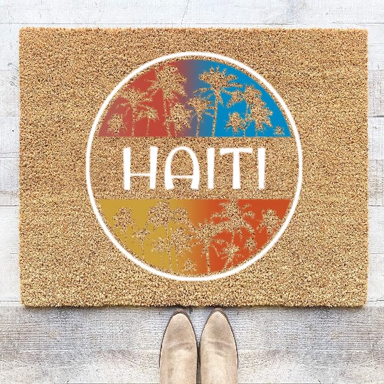 Haiti Stylish Vacation Souvenir Palm Tree Coir Doormats