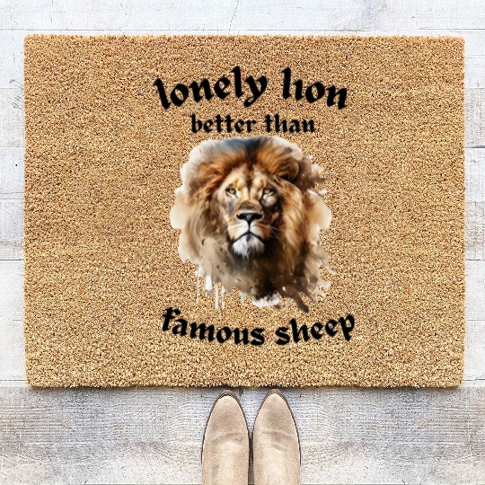 lonely lion quote Coir Doormats