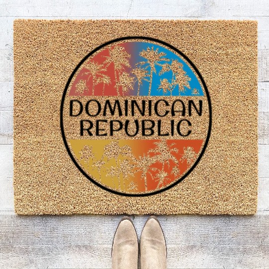 Dominican Republic Palm Tree Stylish Vacation Coir Doormats