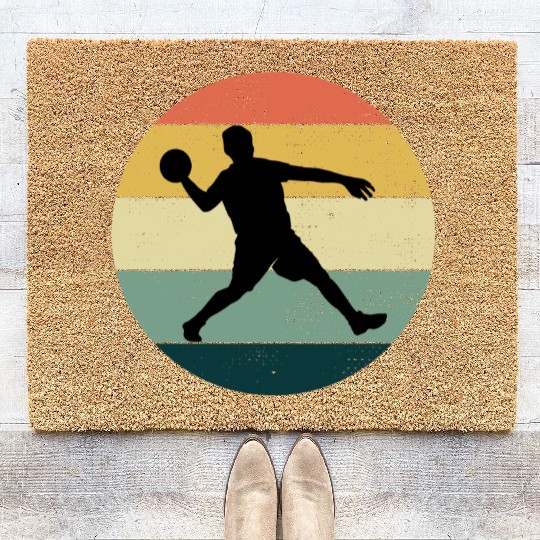 Dodgeball Player Coach Team Sports Vintage Retro Coir Doormats