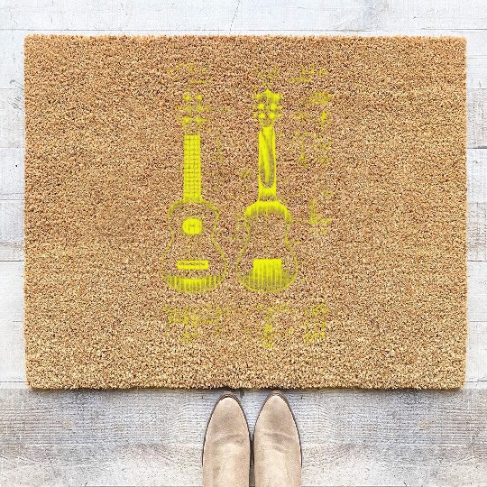 Neon Yellow Ukulele Da Vinci Blueprint Coir Doormats