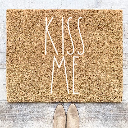 Kiss Me White Rae Dunn Inspired Minimalist Decor Coir Doormats