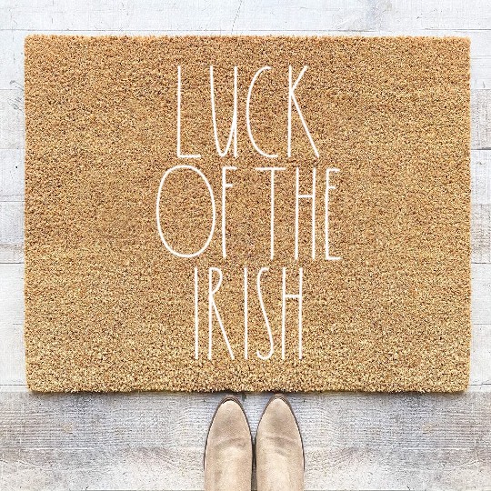 Luck of the Irish White Rae Dunn Inspired Decor Coir Doormats