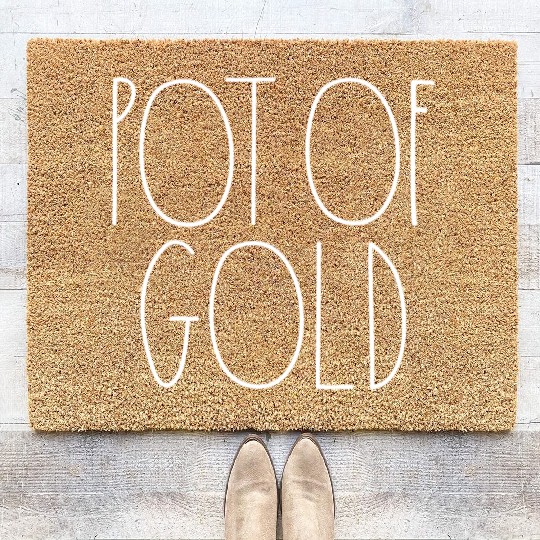 Pot of Gold White Rae Dunn Inspired Minimalist Coir Doormats