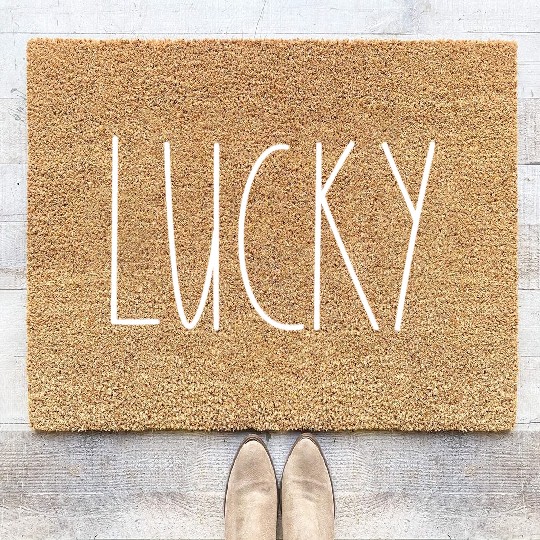 Lucky White Rae Dunn Inspired Minimalist Decor Coir Doormats