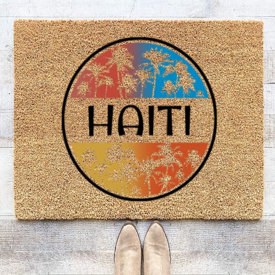 Haiti Palm Tree Stylish Vacation Souvenir Coir Doormats