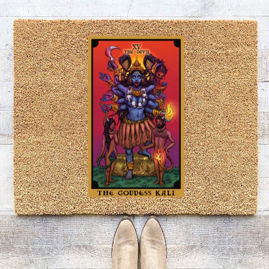 The Goddess Kali in The Devil Tarot Card Coir Doormats