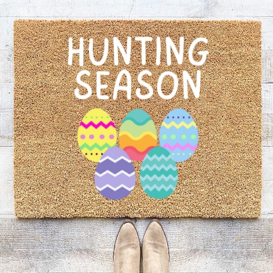 Hunting Season Eggs Funny Easter Day 2023 Egg Hunt Coir Doormats