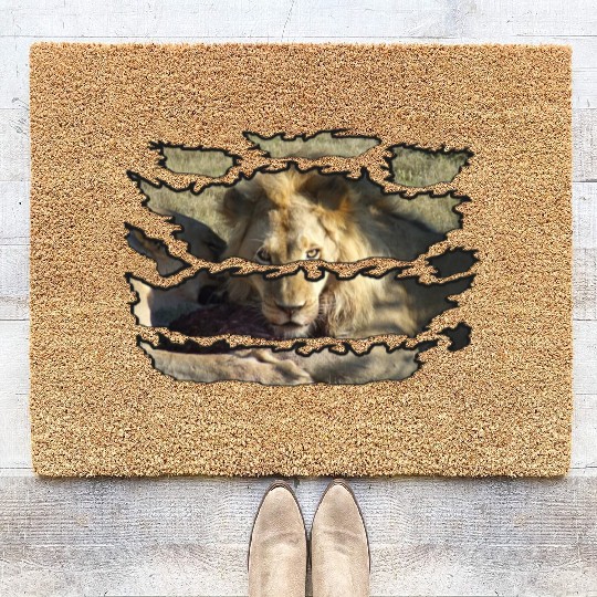 Ripped Wildlife Lion Stare Coir Doormats