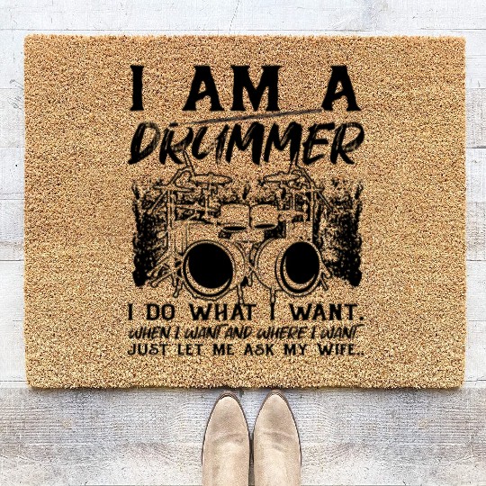 Funny Drum Player Drummer Musician Funny Drum Play Coir Doormats