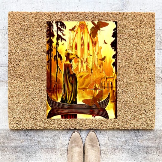 Trippy Demonic Animal Skull Figure On Boat Coir Doormats