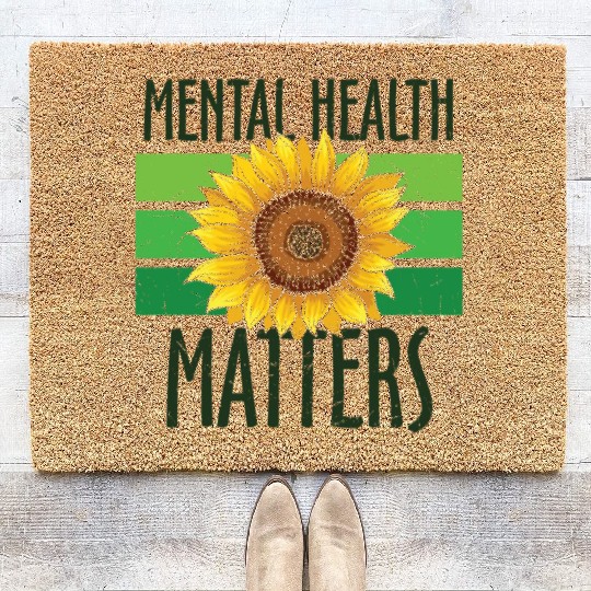 Mental Health Matters Green Sunflower Coir Doormats