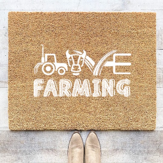 Funny Famer Farming Gifts Cow Lover Coir Doormats
