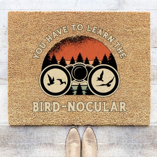 Bird Watching The Bird Nocular Retro Bird Watcher Coir Doormats