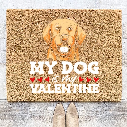 My Dog Is My Valentine Date Cute Doggy Coir Doormats