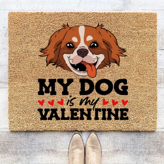 My Dog Is My Valentine Date Cute Doggy Coir Doormats