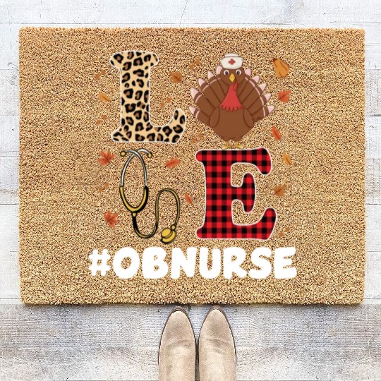 OB Nurse Thanksgiving Costume Coir Doormats