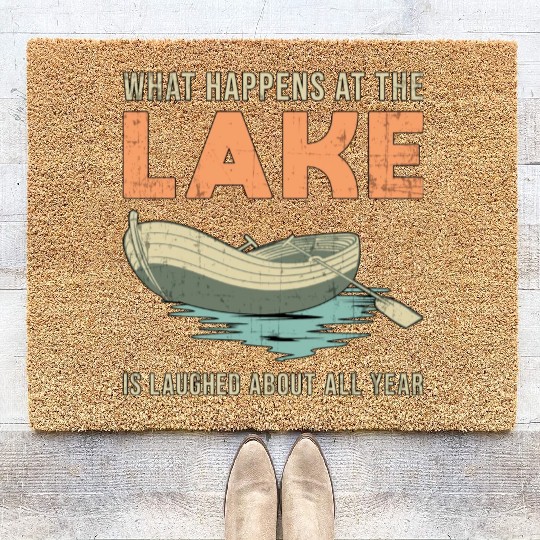 What Happens At The Lake Boat Sailing Boating Coir Doormats