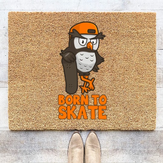 Born To Skate Owl Skateboarder Skate Skateboarding Coir Doormats