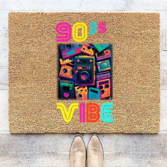 90s Vibe - I Love The 90s - Retro 90s Neon Coir Doormats
