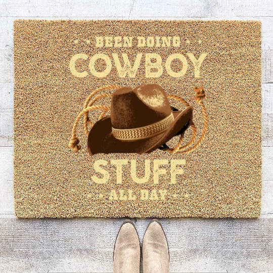 Been Doing Cowboy Stuff All Day Bull Rider Rodeo Coir Doormats
