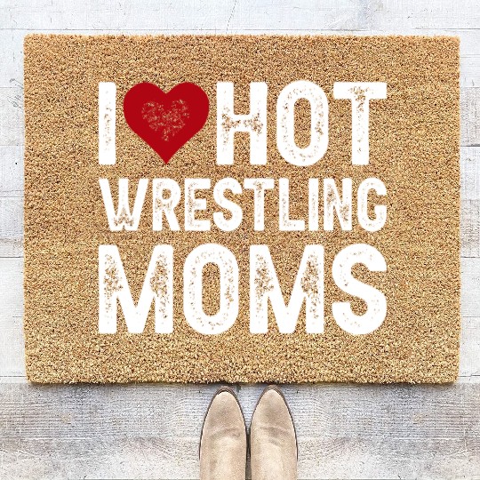 I Love Hot Wrestling Moms Premium Mother's Day Coir Doormats