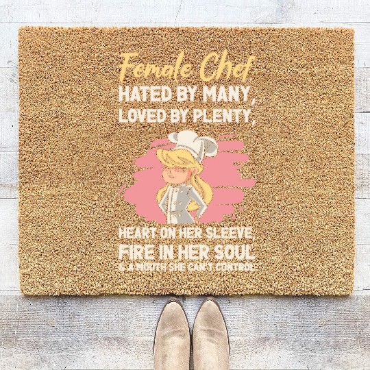 Female Chef Cooking Meals Food Lover Coir Doormats