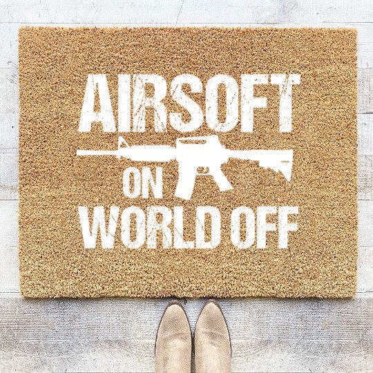 Airsoft On World Off Airsofting Gun Art Men Women Coir Doormats