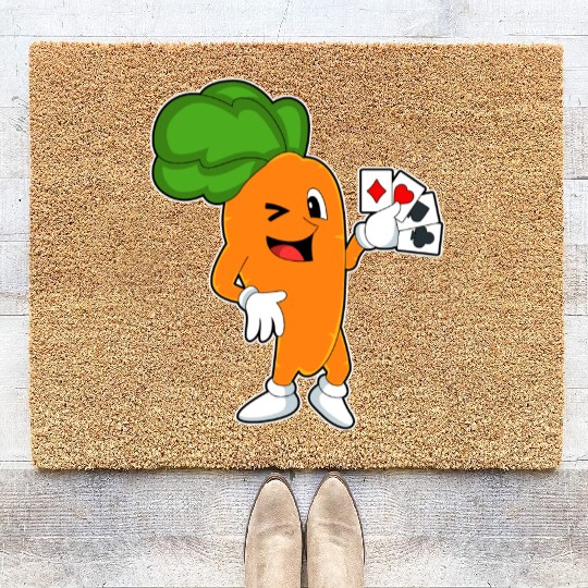 Carrot At Poker With Poker Cards Coir Doormats